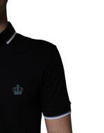 Dolce & Gabbana Black Cotton Crown Collared Polo T-shirt TSH84560-44