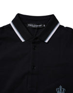 Dolce & Gabbana Black Cotton Crown Collared Polo T-shirt TSH84560-44