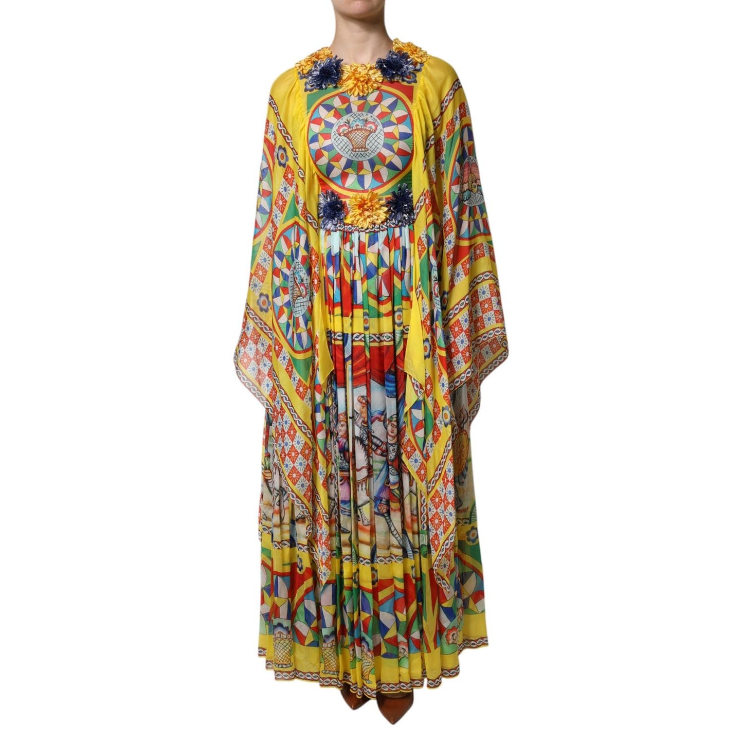 Dolce & Gabbana Multicolour Carretto Print Kaftan Twill Dress DR81680-40