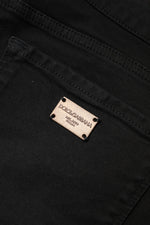 Dolce & Gabbana Black Cotton Mid Waisted Skinny Denim Jeans