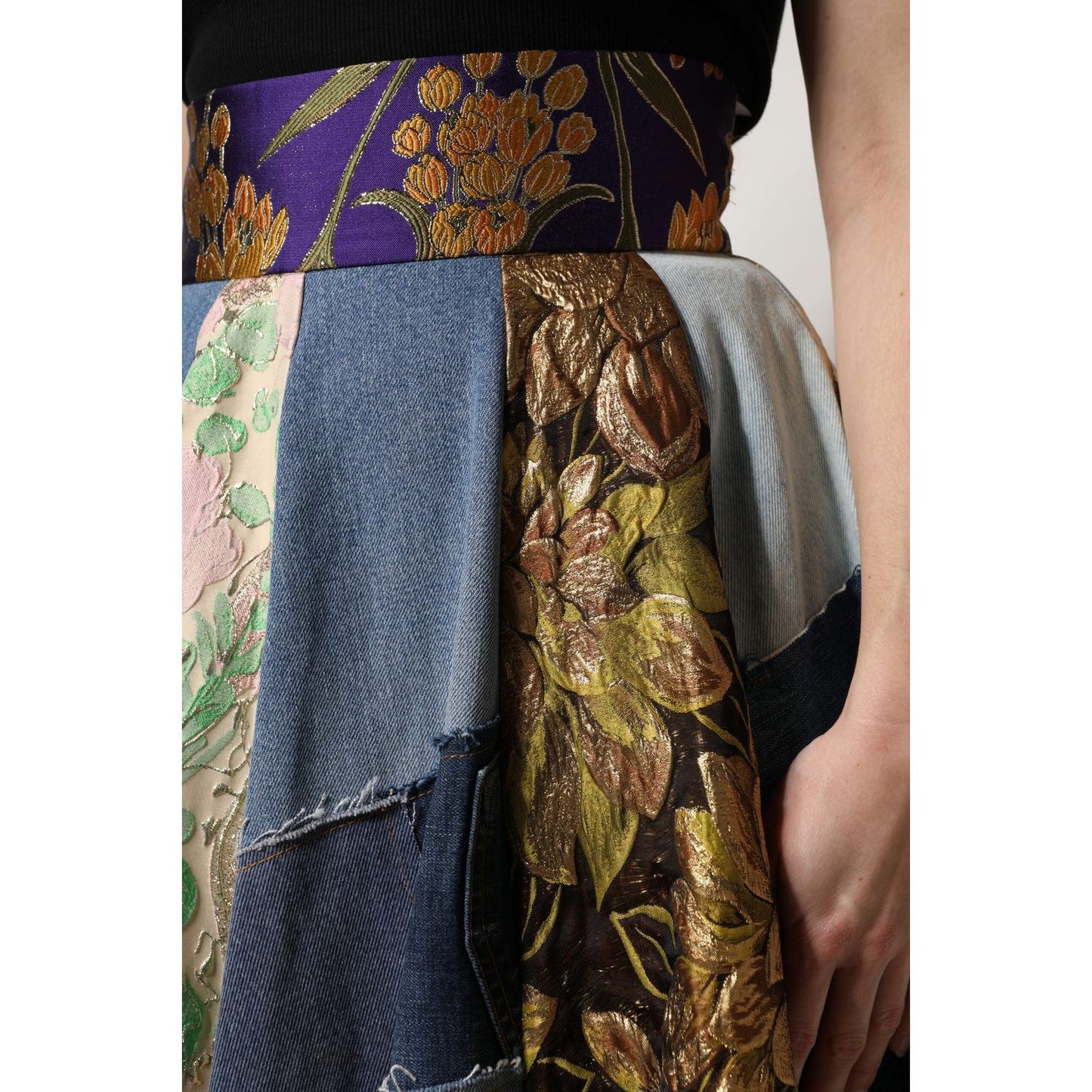 Dolce & Gabbana Multicolor Patchwork High Waisted Midi Skirt SKI2113-38