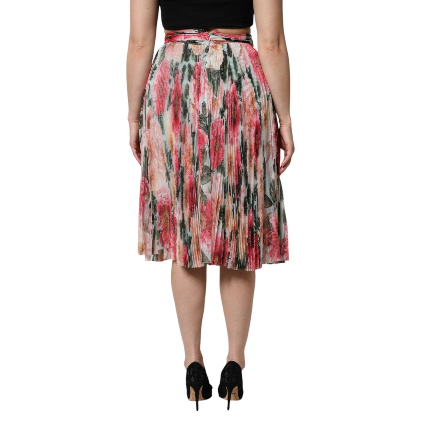 Dolce & Gabbana Multicolor Silk Floral High Waist Midi Skirt SKI2121-38