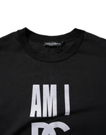Dolce & Gabbana Black Printed Cotton Crew Neck Tee T-shirt