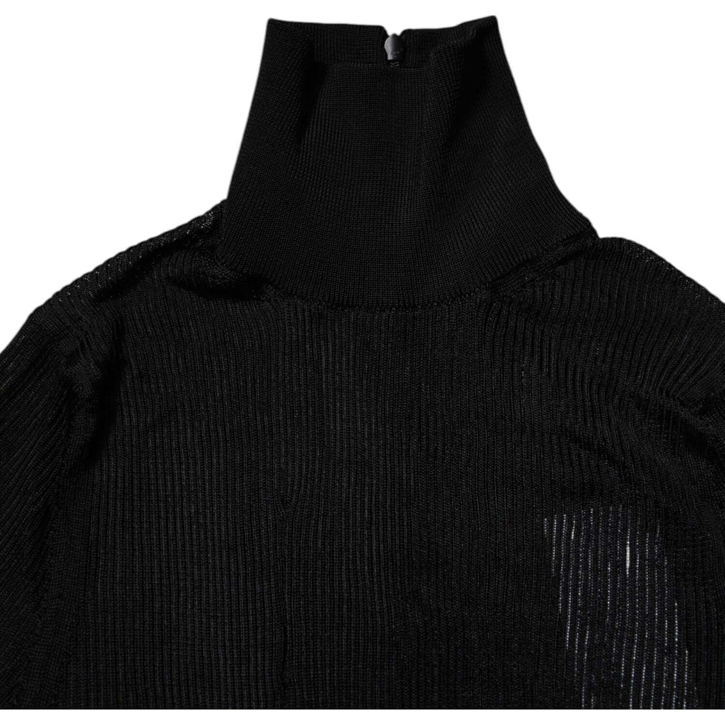 Dolce & Gabbana Black Knit Long Sleeves Turtleneck Slim Top TSH878524-38