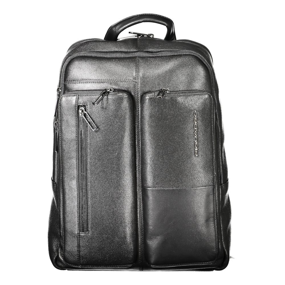 Piquadro Black Leather Men Backpack Piquadro Dark Slate Gray