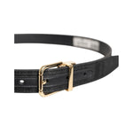 Dolce & Gabbana Black Classic Gold Metal Logo Buckle Belt BEL9309-90
