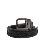 Dolce & Gabbana Black Exotic Leather Metal Logo Buckle Belt BEL9323-90
