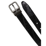 Dolce & Gabbana Black Exotic Leather Metal Logo Buckle Belt BEL9323-90