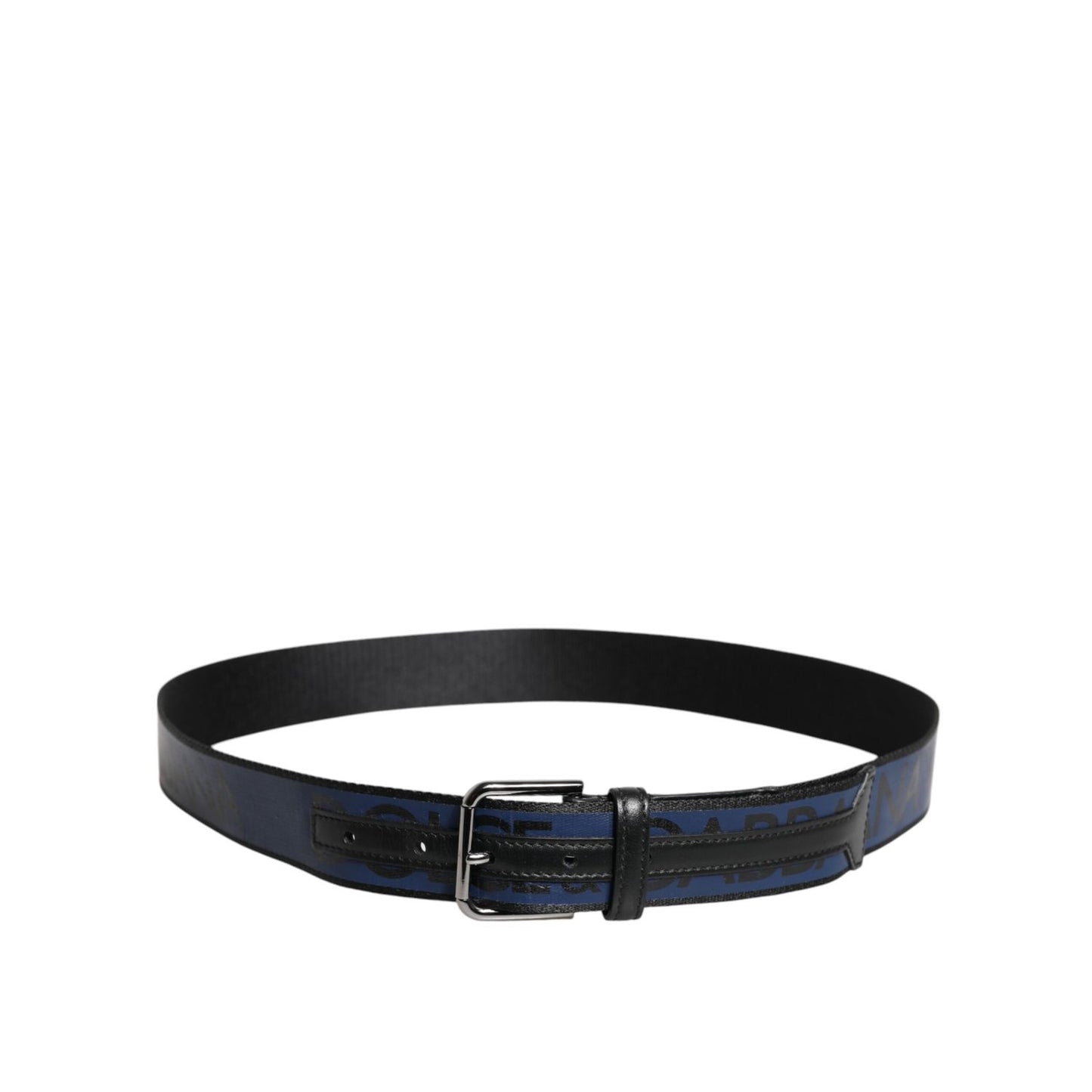 Dolce & Gabbana Black Blue Polyester Printed Metal Buckle Belt BEL9344-90