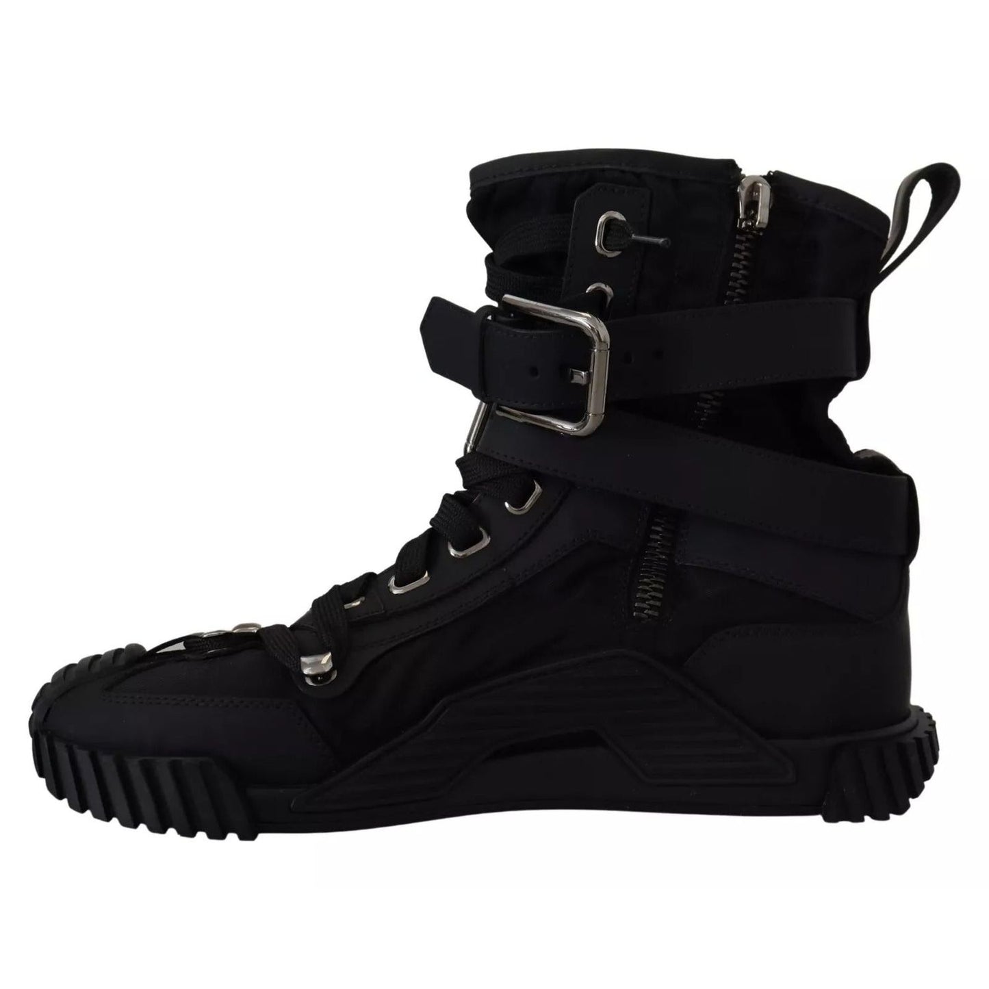 Dolce & Gabbana Black Nylon High Top Sorrento Sneakers Shoes LA10076-39