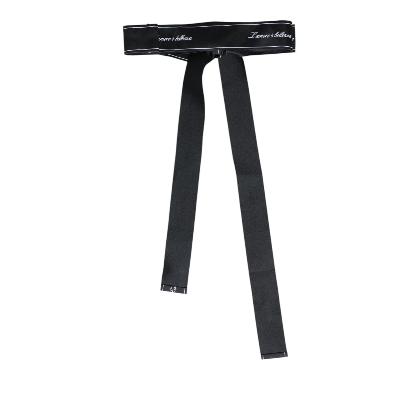 Dolce & Gabbana Black Waist Ribbon Wide Bow Logo Belt WMB465-40