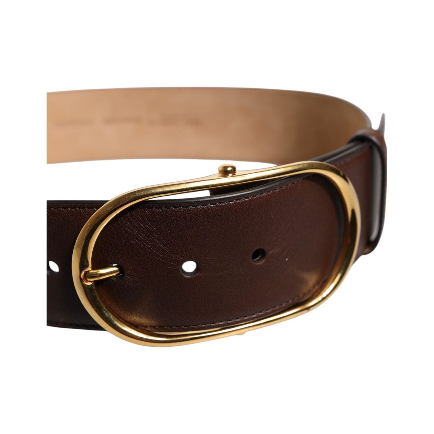 Dolce & Gabbana Brown Logo Engraved Metal Waist Buckle Belt WMB466-75