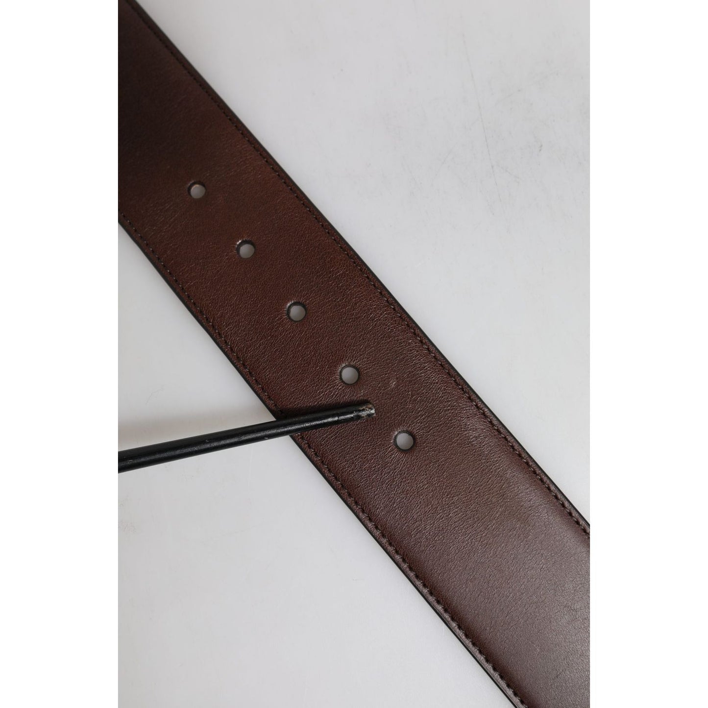 Dolce & Gabbana Brown Logo Engraved Metal Waist Buckle Belt WMB466-75