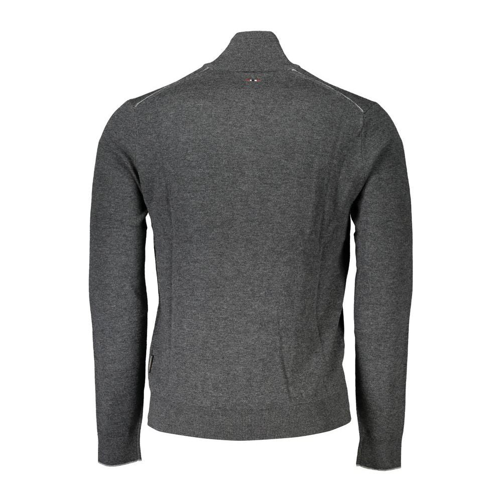 Napapijri Gray Fabric Men Sweater Napapijri Dark Slate Gray
