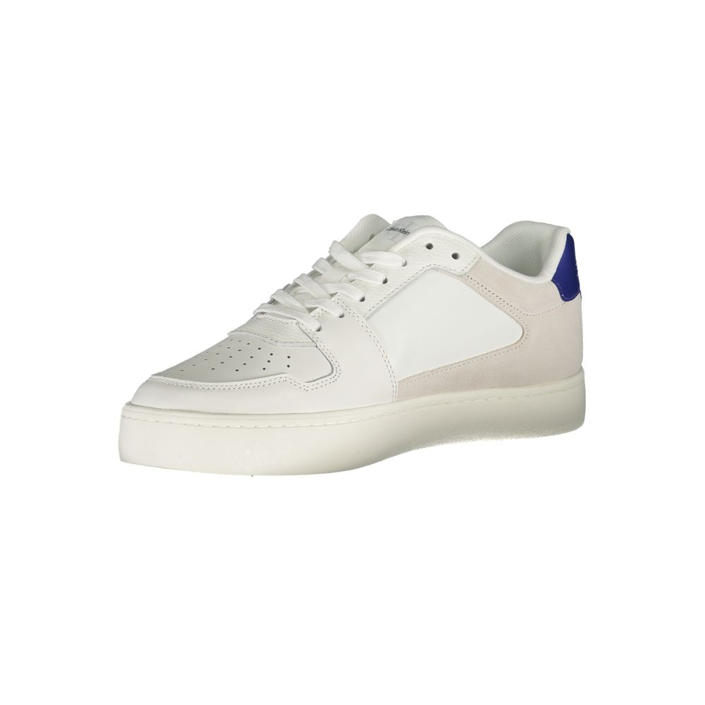 Calvin Klein White Leather Mens Sneaker Calvin Klein Light Gray