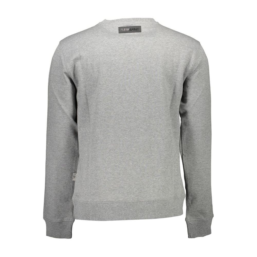 Plein Sport Gray Cotton Men Sweater Plein Sport Dark Gray