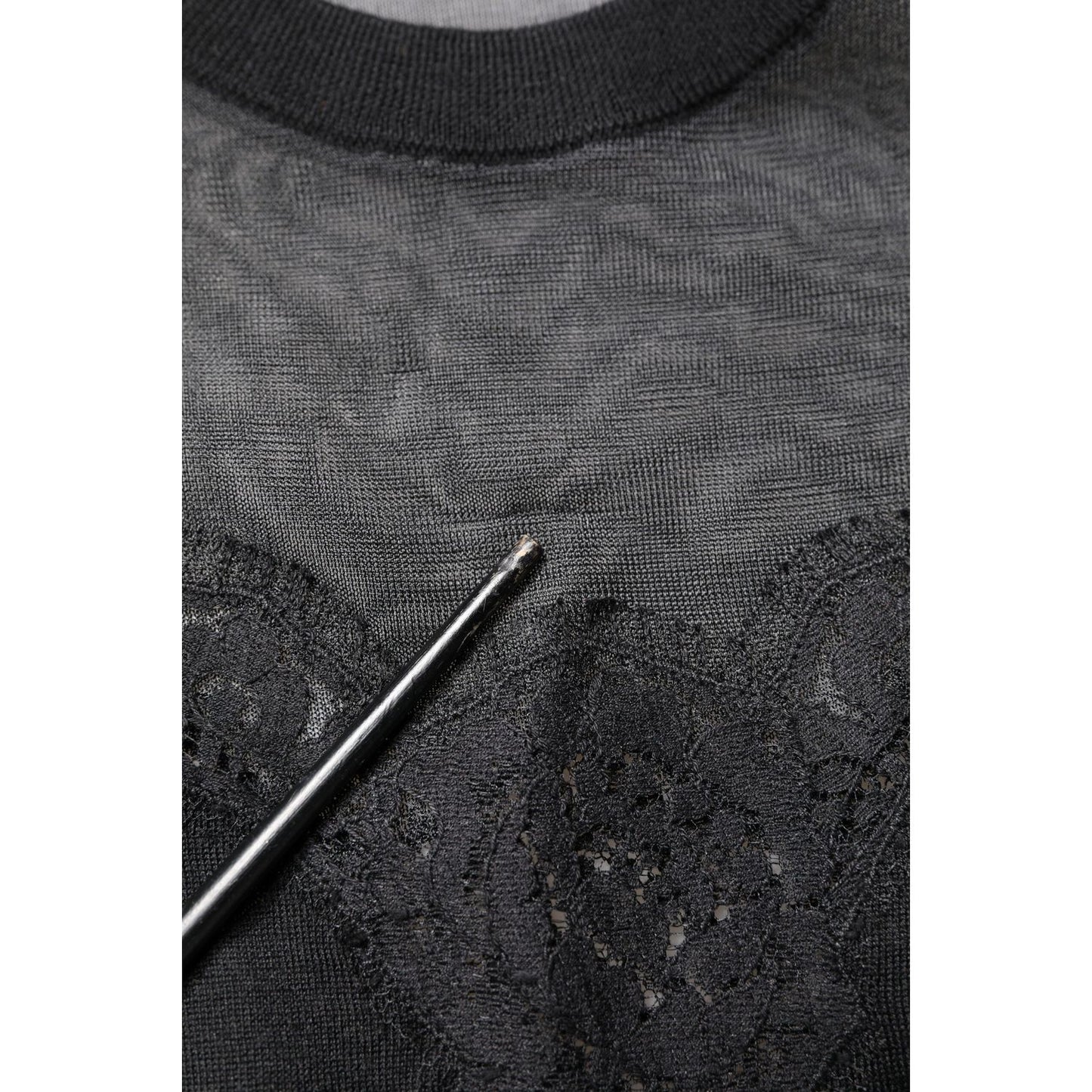 Dolce & Gabbana Black Lace Sheer Crew Neck Sleeveless Top TSH878592-38