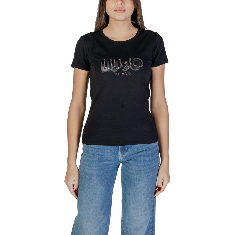 Liu Jo Black Cotton Tops & T-Shirt Liu Jo Dark Slate Gray