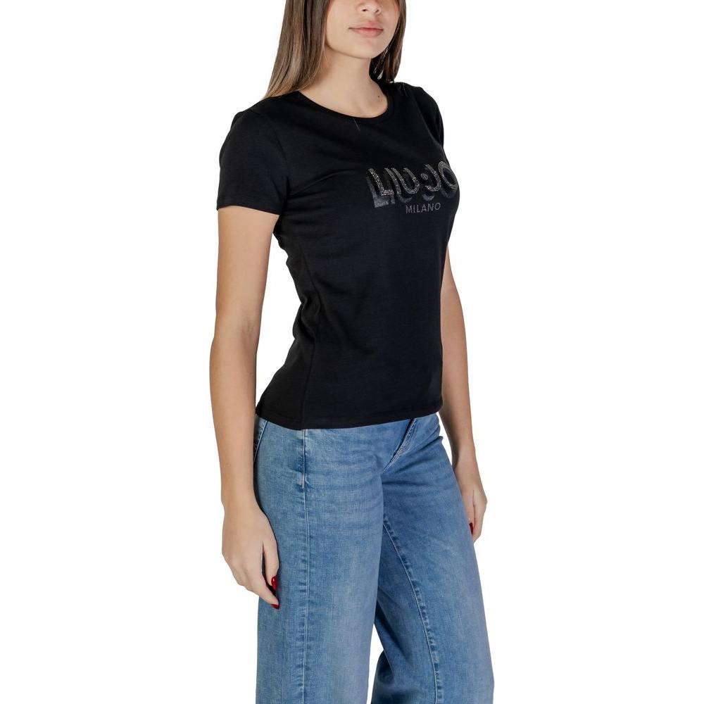 Liu Jo Black Cotton Tops & T-Shirt Liu Jo Dark Slate Gray