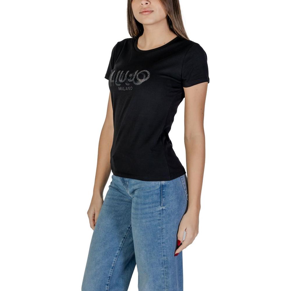 Liu Jo Black Cotton Tops & T-Shirt Liu Jo Dark Slate Gray