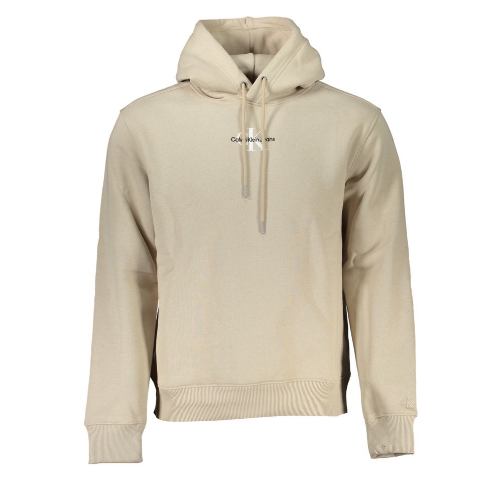 Calvin Klein Beige Fleece Hooded Sweatshirt with Logo Embroidery Calvin Klein Gray