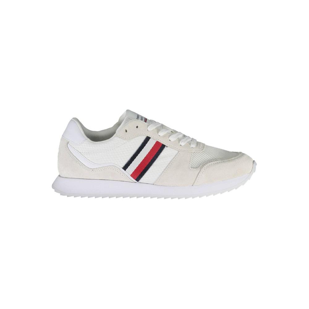 Tommy Hilfiger White Polyester Men Sneaker Tommy Hilfiger Light Gray