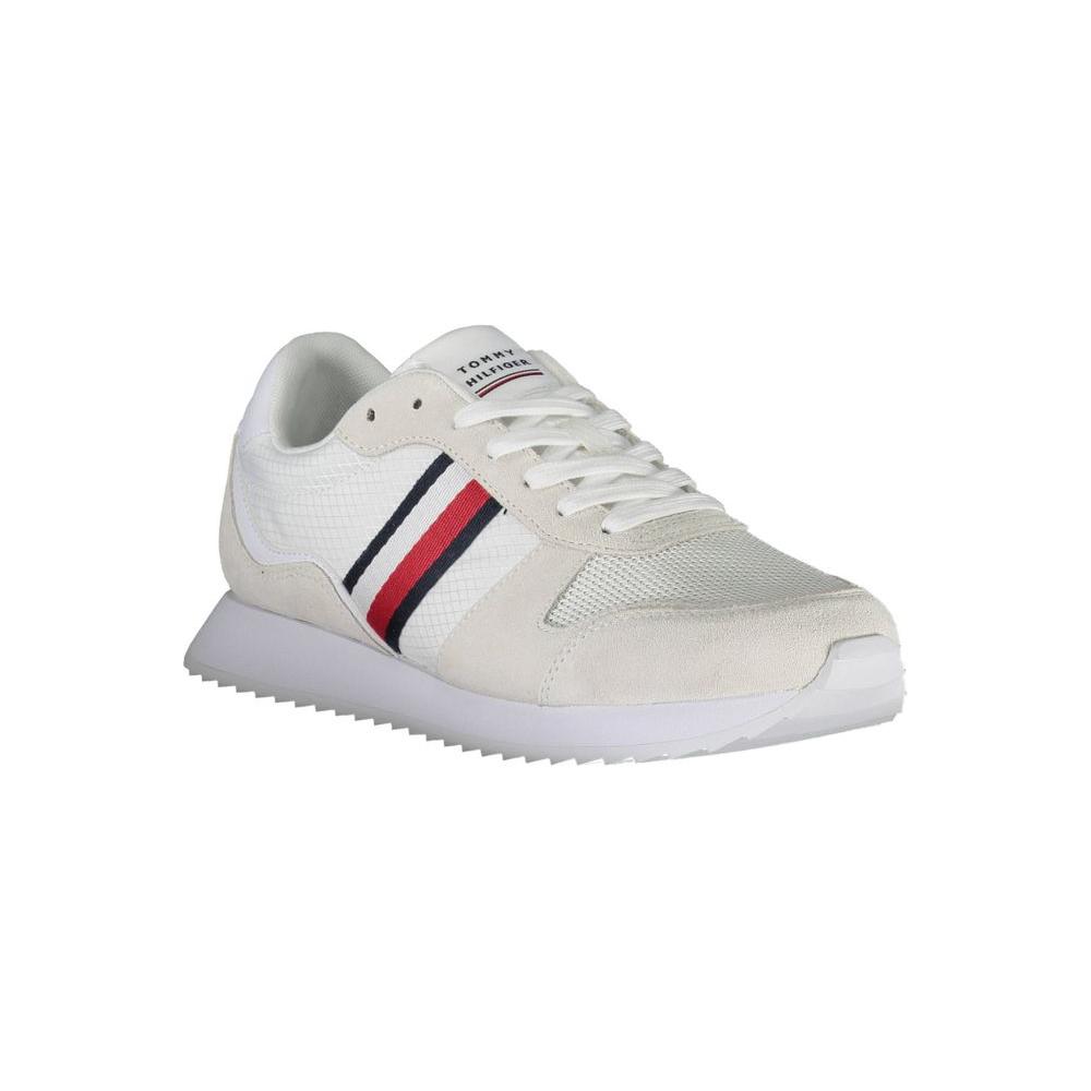Tommy Hilfiger White Polyester Men Sneaker Tommy Hilfiger Light Gray