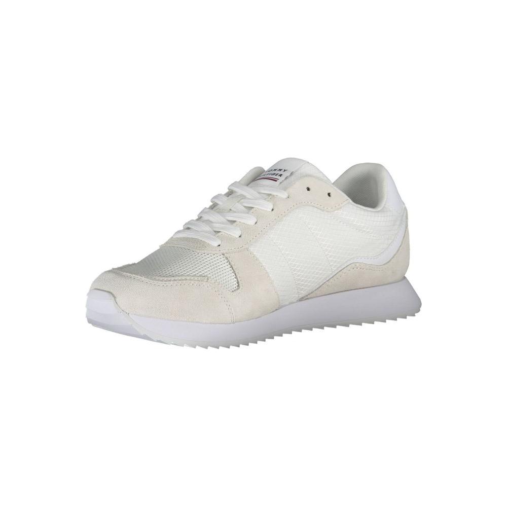 Tommy Hilfiger White Polyester Men Sneaker Tommy Hilfiger Light Gray