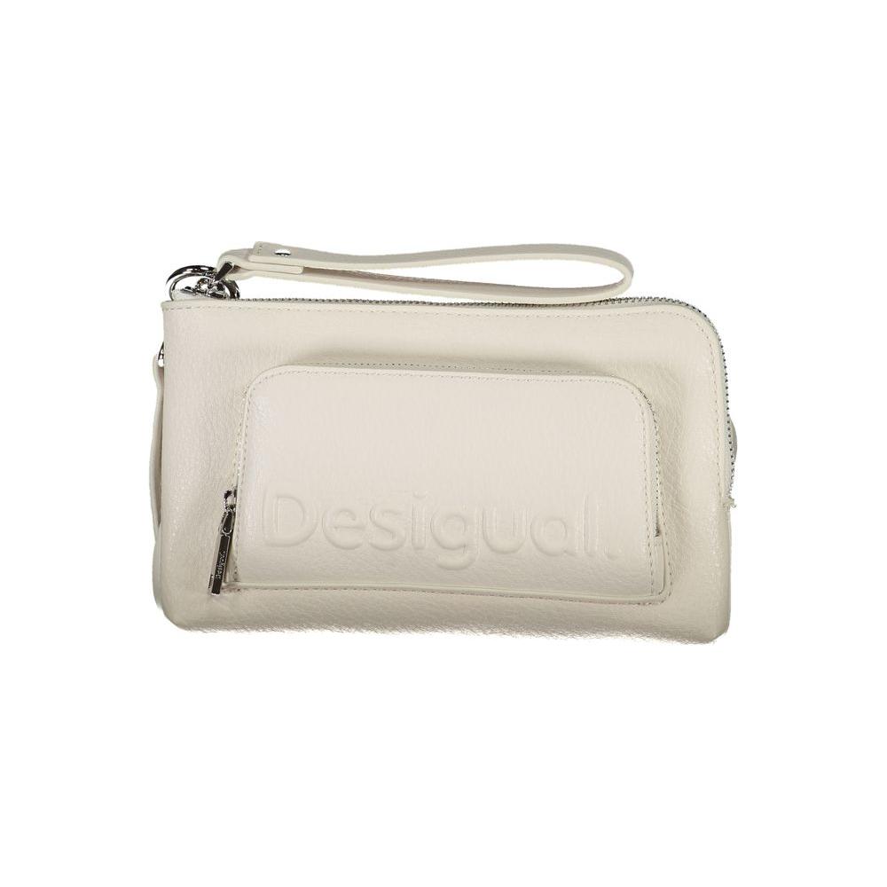 Desigual White Polyethylene Handbag Desigual Light Gray