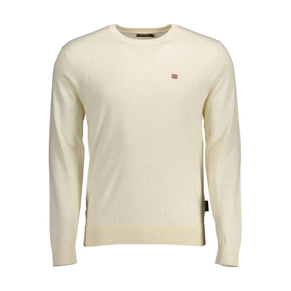 Napapijri Beige Cotton Men Sweater Napapijri Light Gray