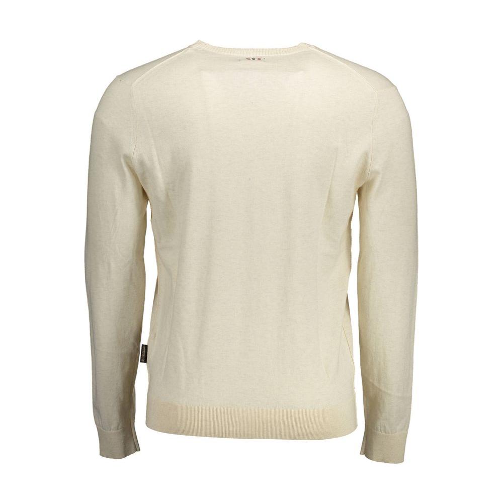 Napapijri Beige Cotton Men Sweater Napapijri Light Gray