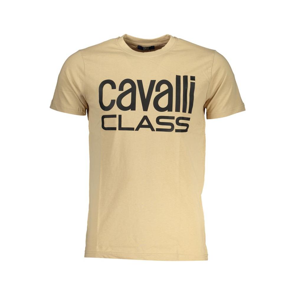 Cavalli Class Beige Cotton T-Shirt Cavalli Class Tan