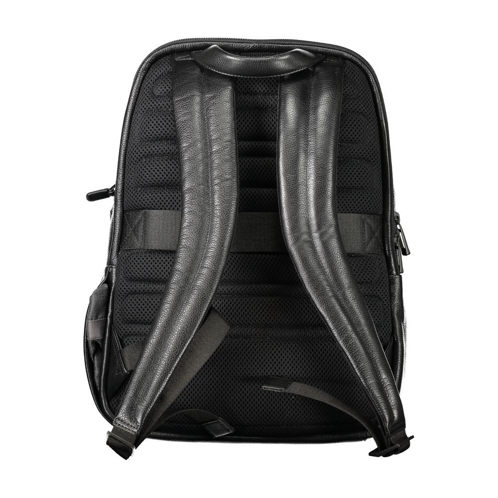 Piquadro Black Leather Men Backpack Piquadro Dark Slate Gray