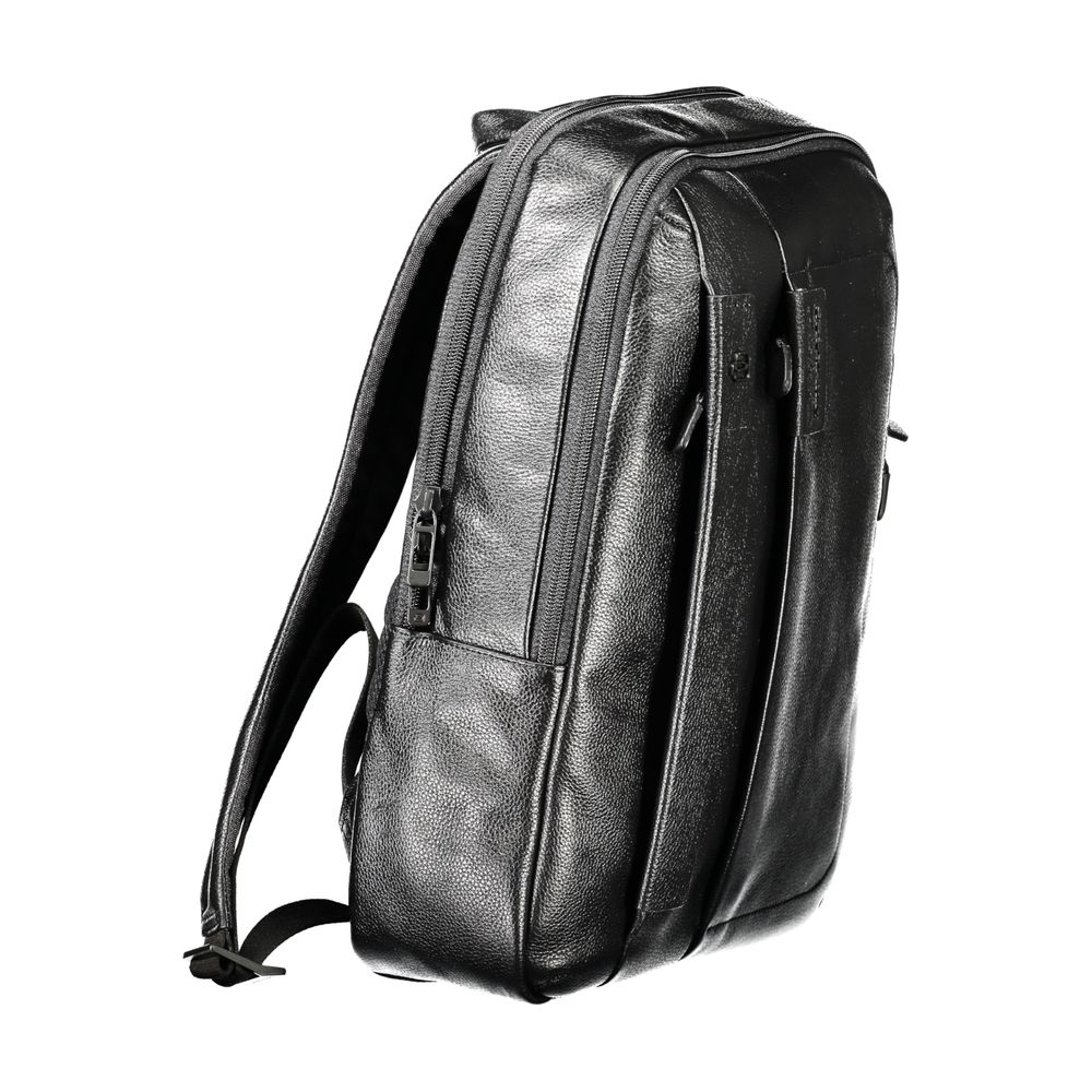Piquadro Black Leather Men Backpack Piquadro Dark Slate Gray