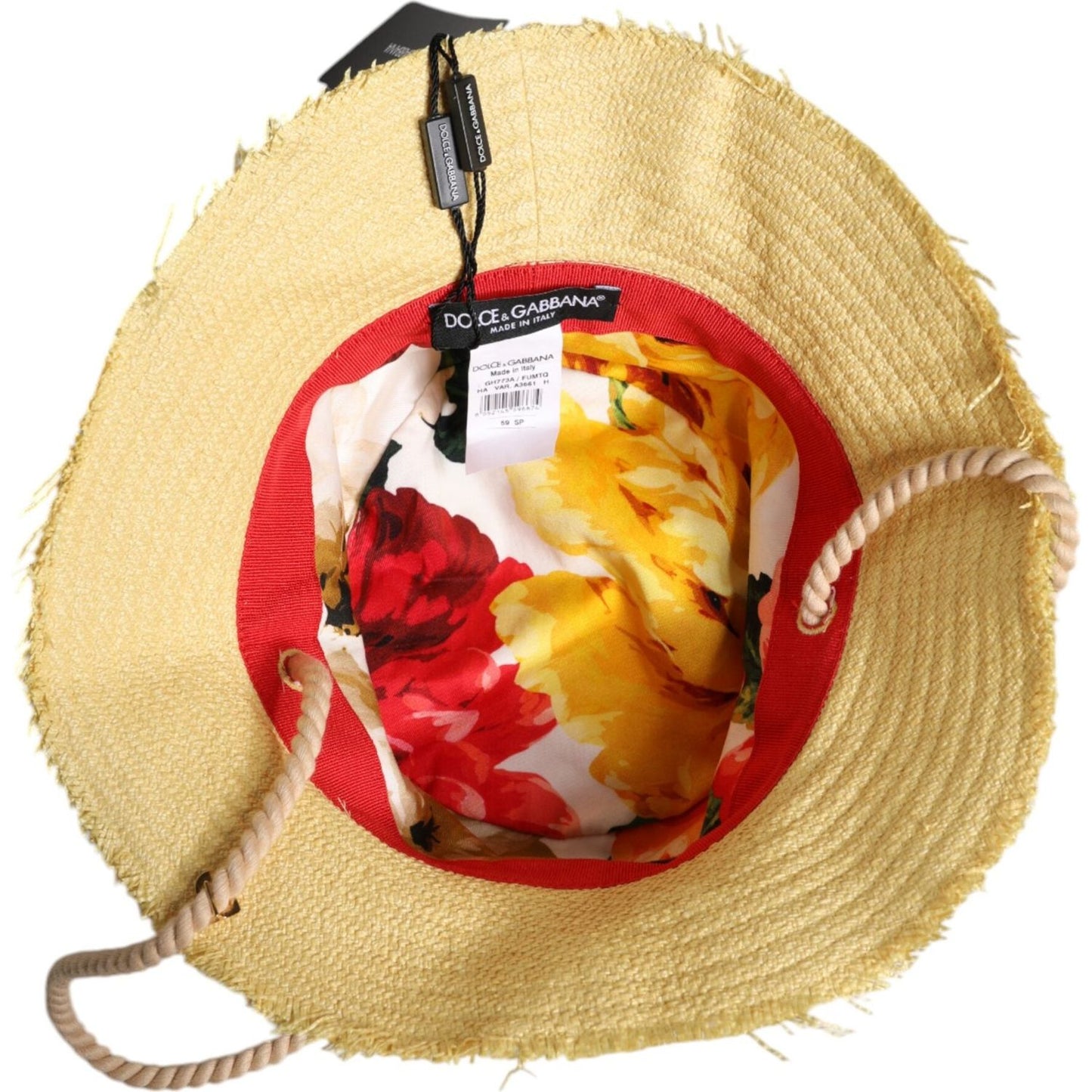 Dolce & Gabbana Yellow Cotton Wide Brim Bucket Dolce & Gabbana Tan