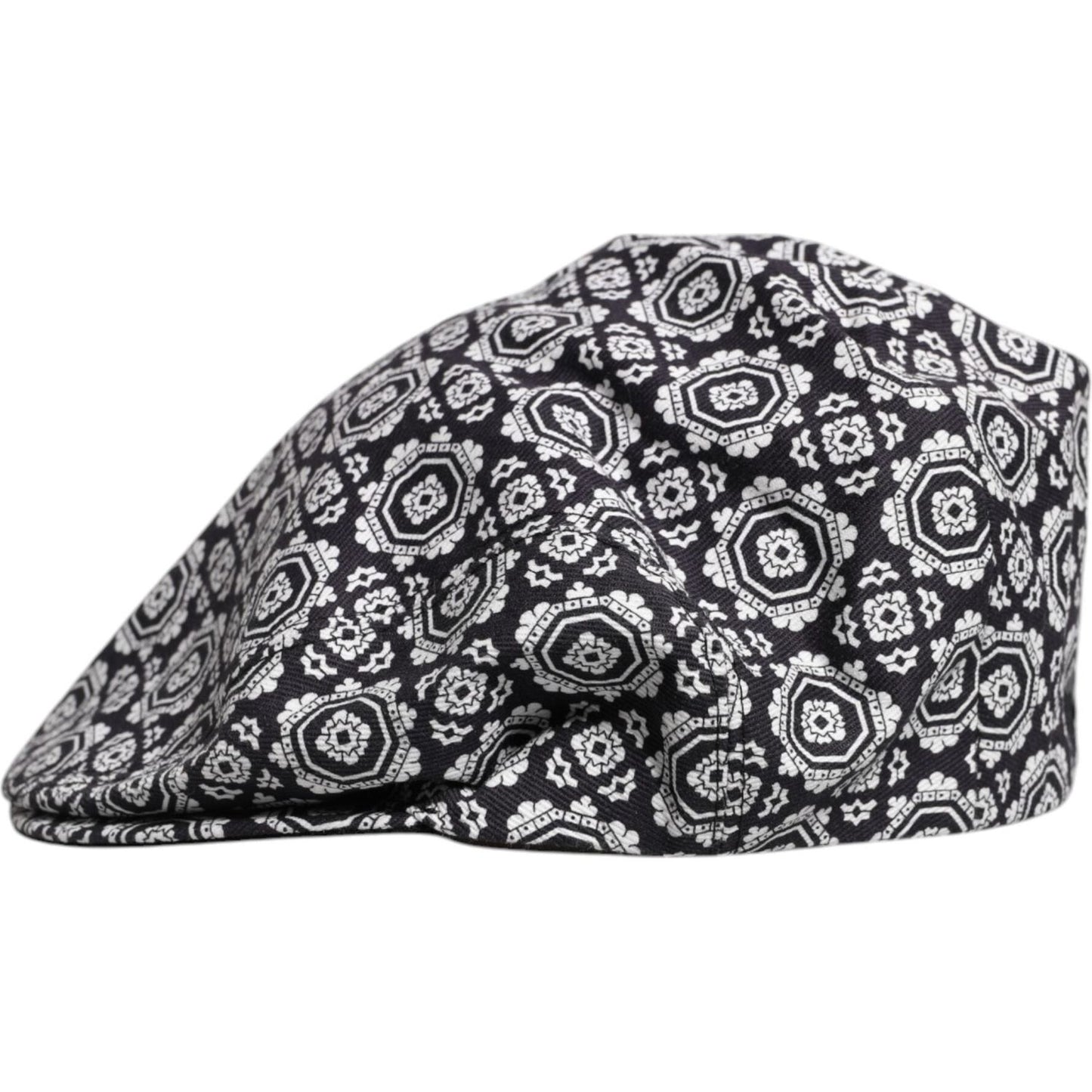 Dolce & Gabbana Black White Printed Newsboy Capello Cabbie Hat Dolce & Gabbana Dark Slate Gray