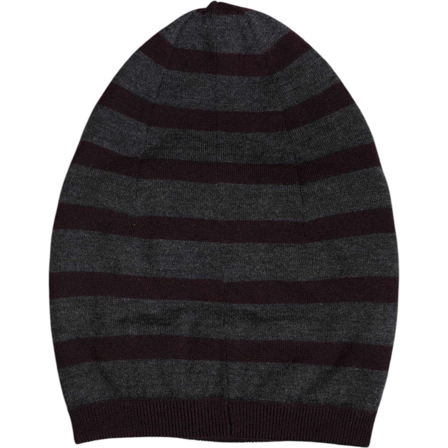 Dolce & Gabbana Gray Striped Wool Knitted Winter Beanie Hat Dolce & Gabbana Black
