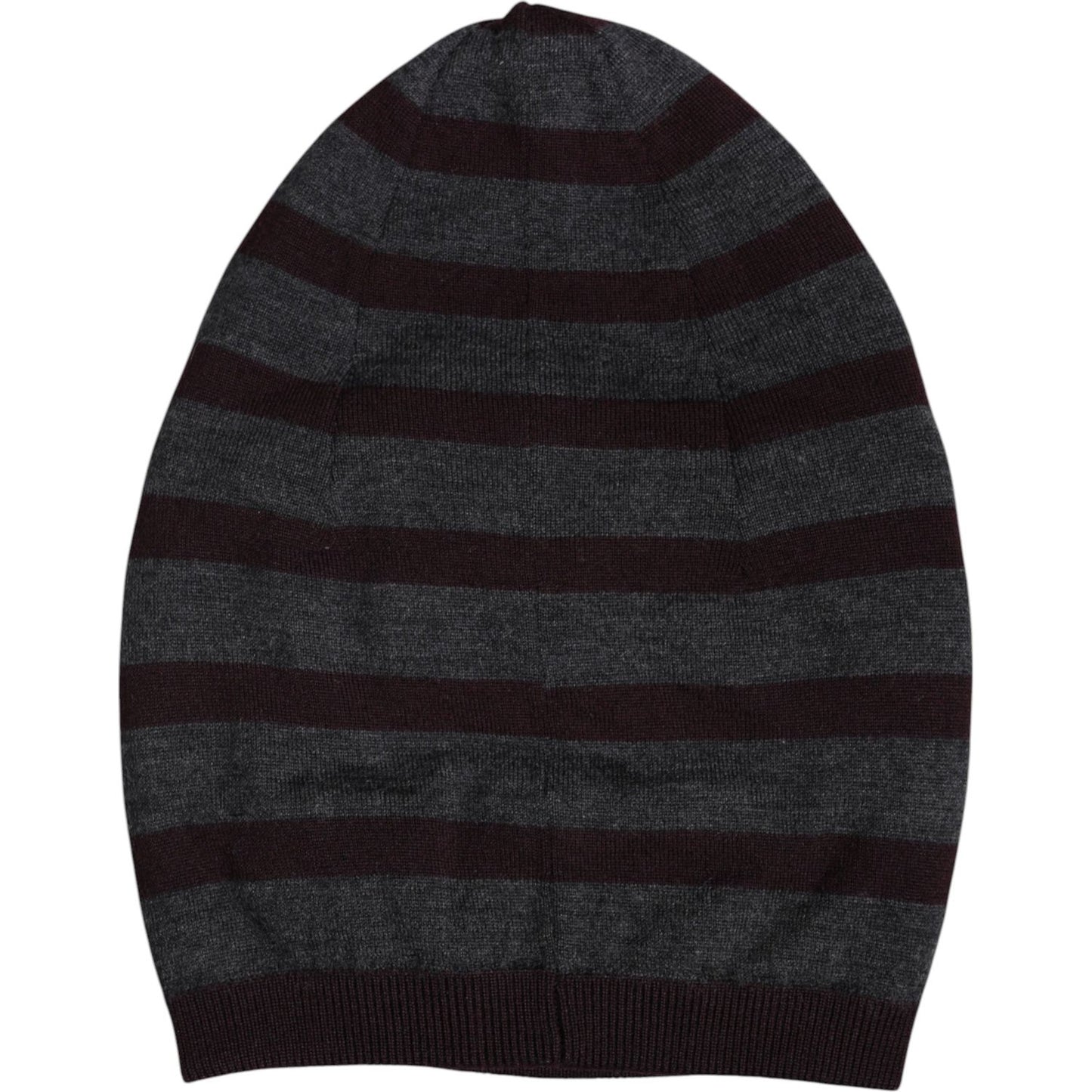 Dolce & Gabbana Gray Striped Wool Knitted Winter Beanie Hat Dolce & Gabbana Black
