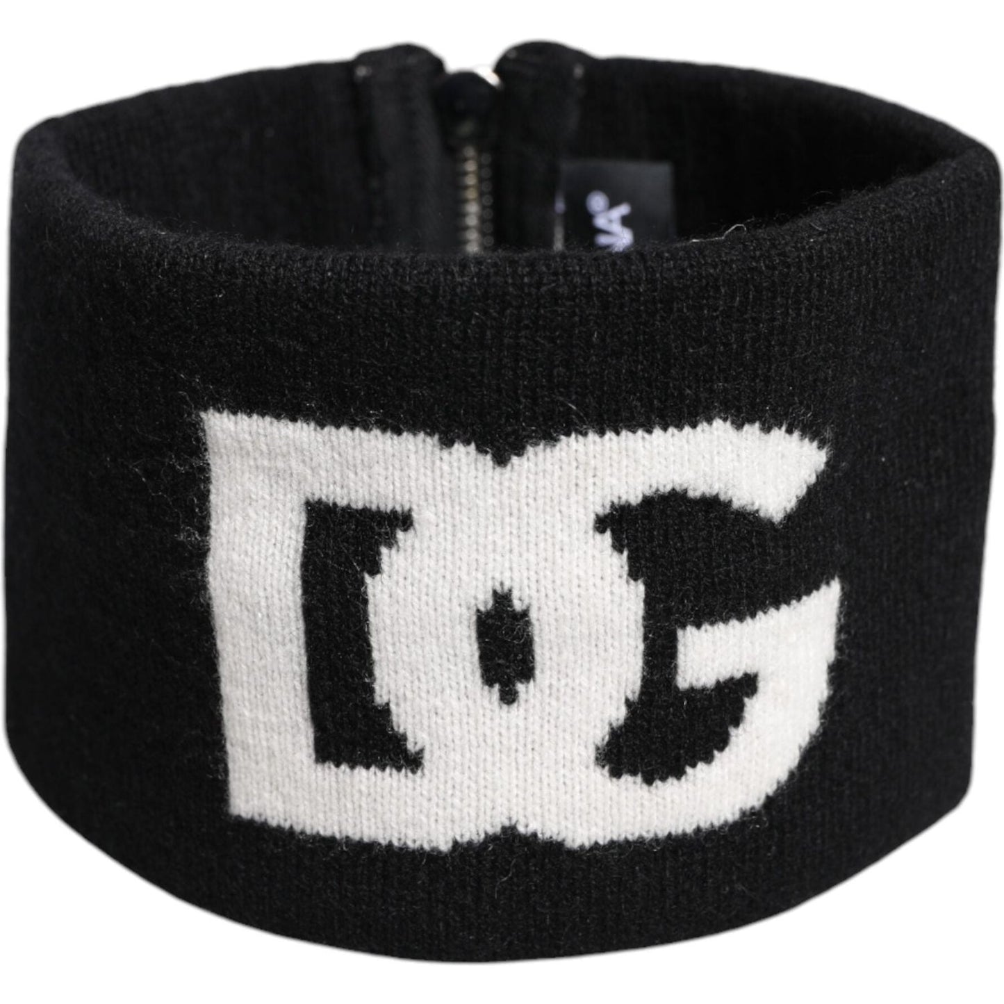 Dolce & Gabbana Black White Knitted Headband Hat Dolce & Gabbana Light Gray