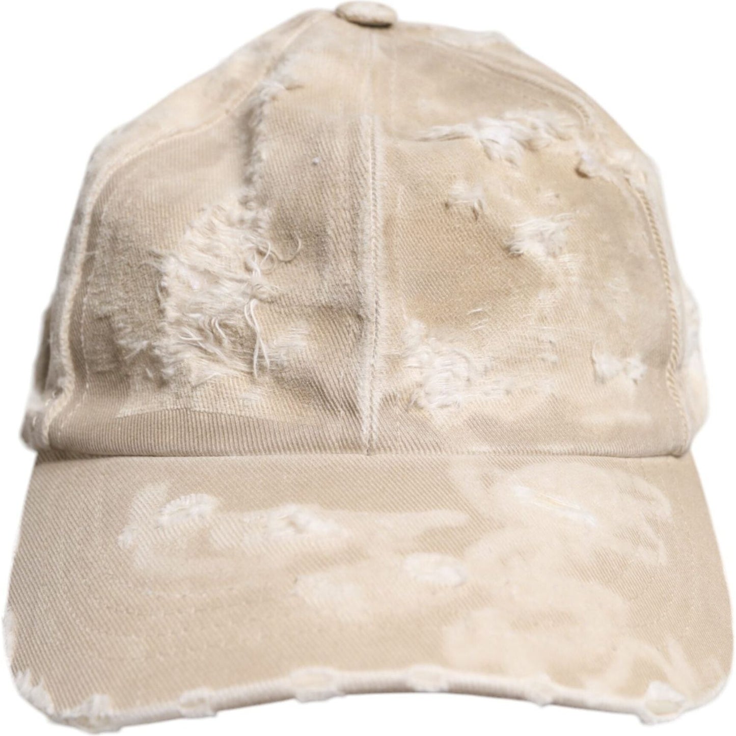 Dolce & Gabbana Beige Tattered Cotton 6 Panels Baseball Cap Dolce & Gabbana Light Gray