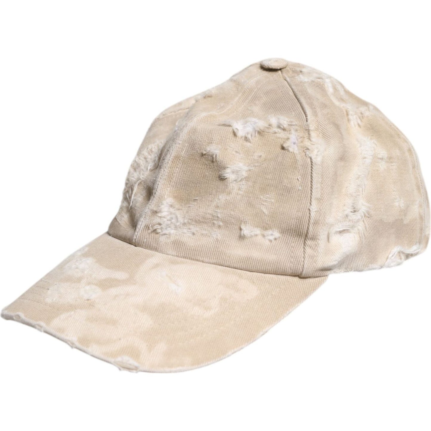 Dolce & Gabbana Beige Tattered Cotton 6 Panels Baseball Cap Dolce & Gabbana Light Gray