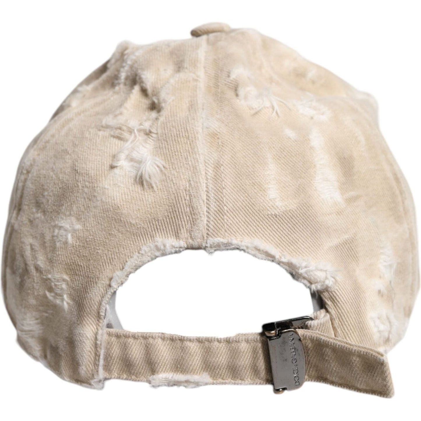 Dolce & Gabbana Beige Tattered Cotton 6 Panels Baseball Cap Dolce & Gabbana Gray