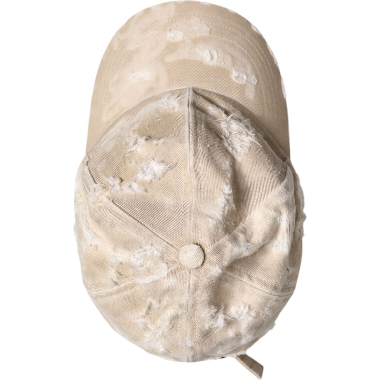Dolce & Gabbana Beige Tattered Cotton 6 Panels Baseball Cap Dolce & Gabbana Gray