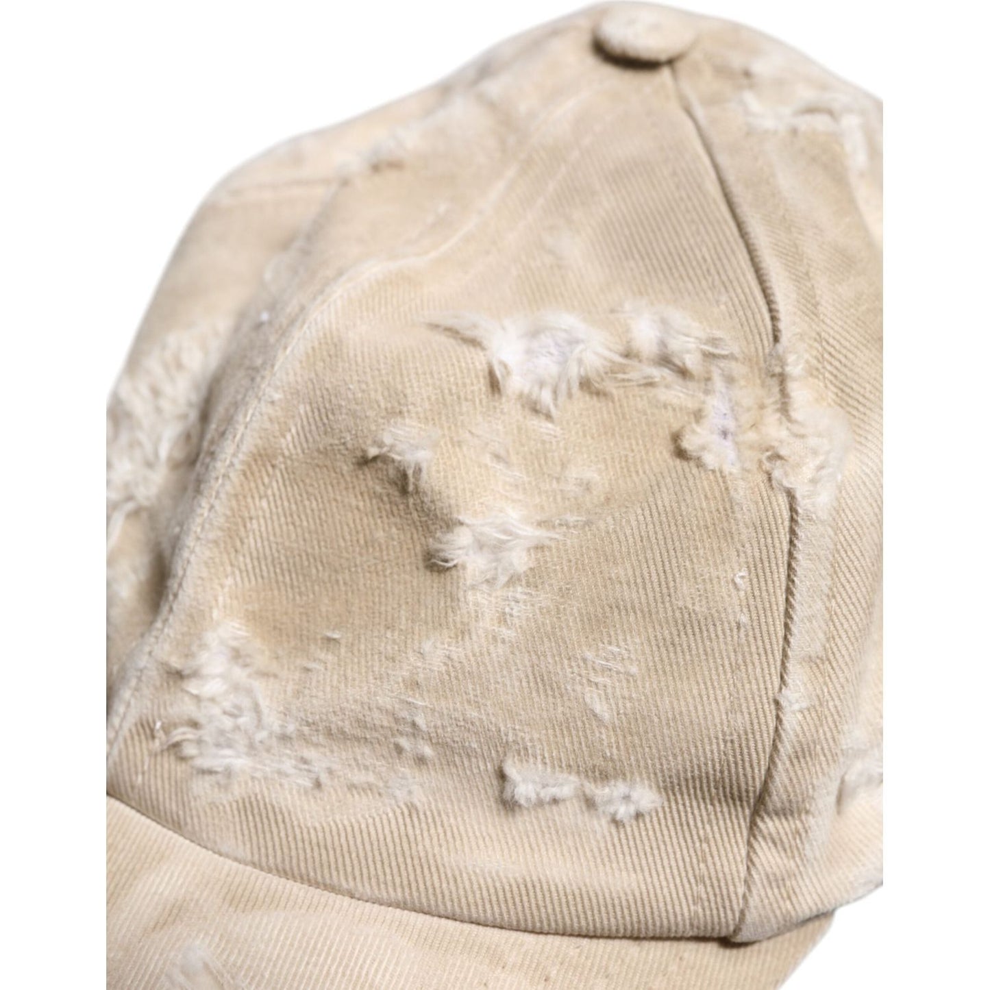 Dolce & Gabbana Beige Tattered Cotton 6 Panels Baseball Cap Dolce & Gabbana Gray
