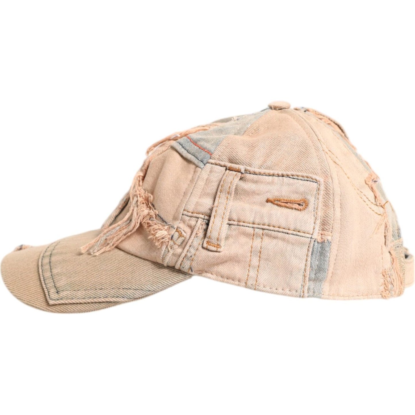 Dolce & Gabbana Beige Tattered Cotton 6 Panels Baseball Cap Dolce & Gabbana Wheat
