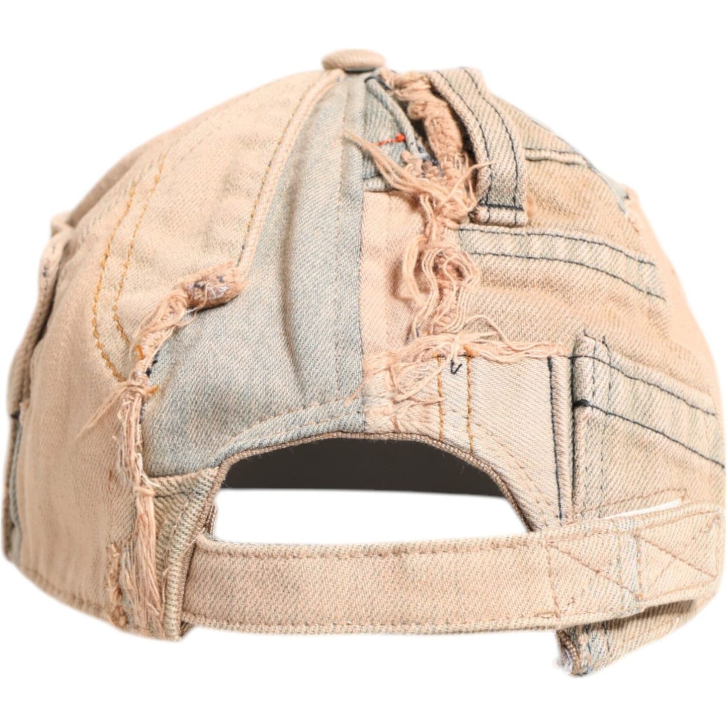 Dolce & Gabbana Beige Tattered Cotton 6 Panels Baseball Cap Dolce & Gabbana Wheat