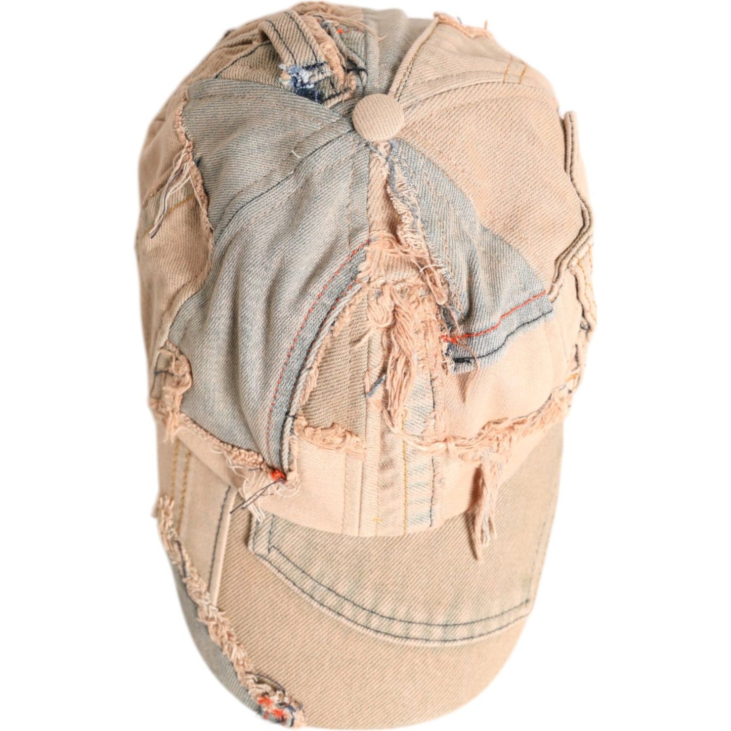 Dolce & Gabbana Beige Tattered Cotton 6 Panels Baseball Cap Dolce & Gabbana Gray