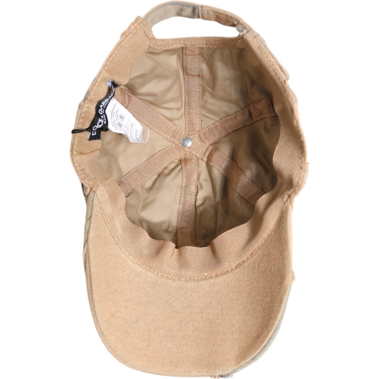 Dolce & Gabbana Beige Tattered Cotton 6 Panels Baseball Cap Dolce & Gabbana Tan