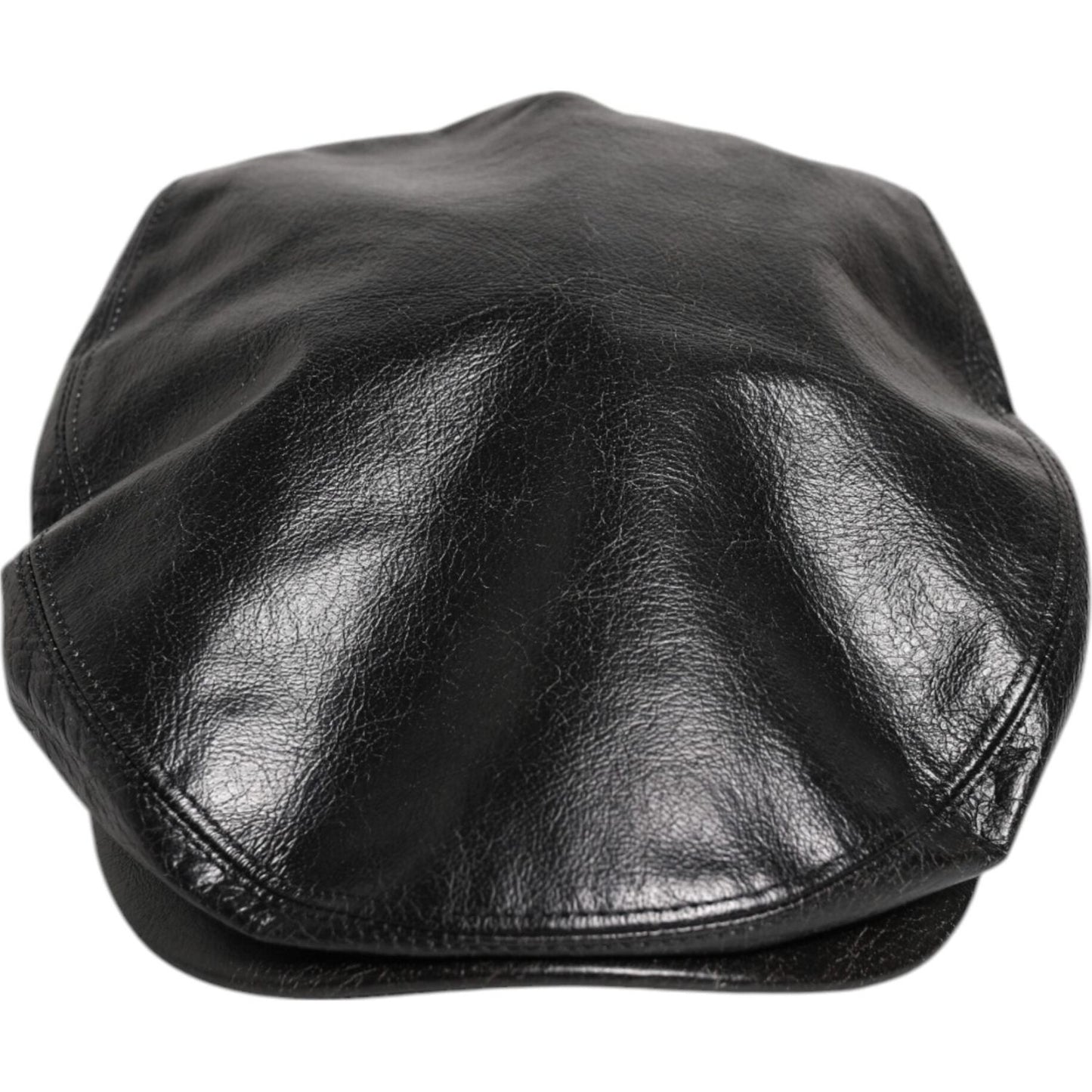 Dolce & Gabbana Black Calf Newsboy Capello Cabbie Hat Dolce & Gabbana Dark Slate Gray
