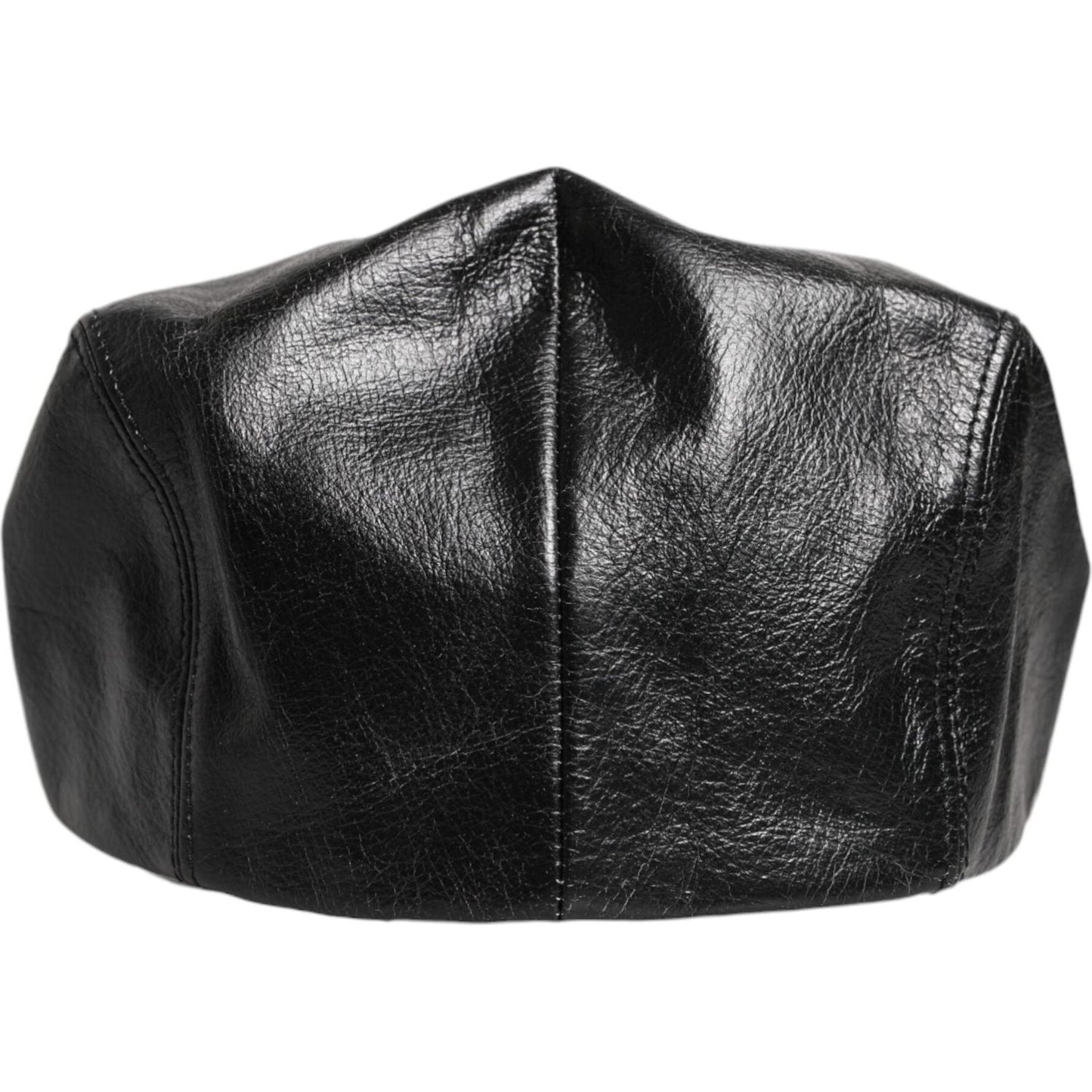 Dolce & Gabbana Black Calf Newsboy Capello Cabbie Hat Dolce & Gabbana Dark Slate Gray